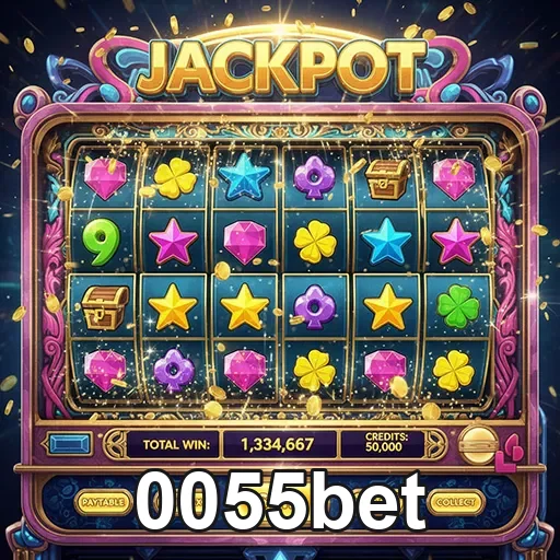 Tela de dispositivo móvel exibindo interface de slot games na 0055bet