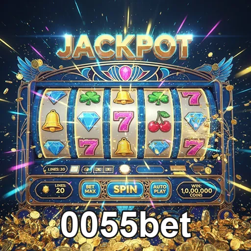 Imagem de uma máquina caça-níquel no site 0055bet, destaque para opções de slots e apostas online.